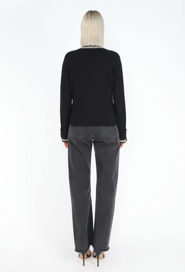Chanel Cashmere Lamé Trim Cardigan - 5