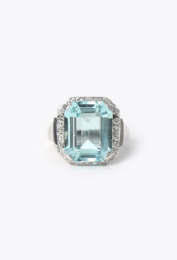 Vintage Fine Jewelry Exquisite 1930s Platinum & Aquamarine Ring - 1