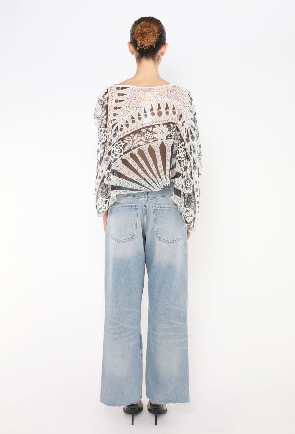 Zandra Rhodes Stunning '70s Hand-Painted Blouse - 4