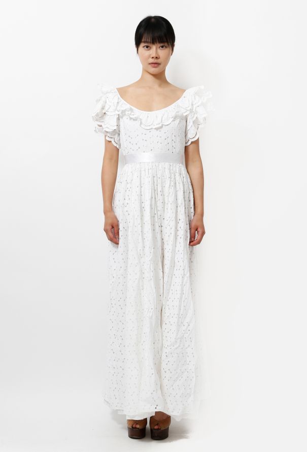 70s Eyelet Lace  Dress - 1