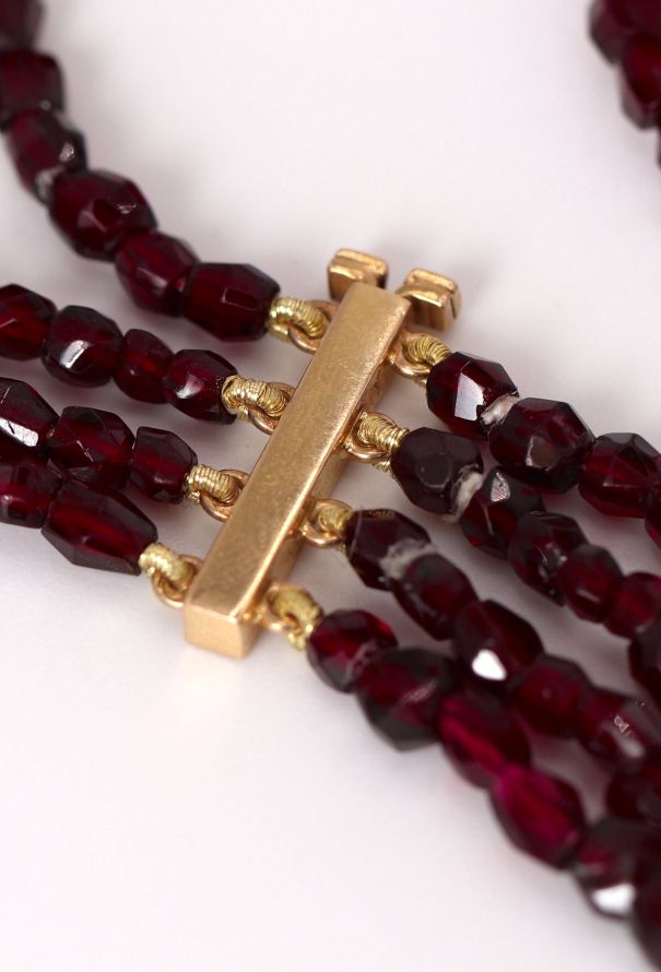 Vintage Fine Jewelry 18k Yellow Gold & Almandine Choker Necklace - 6 Vintage Fine Jewelry 18k Yellow Gold & Almandine Choker Necklace - 6