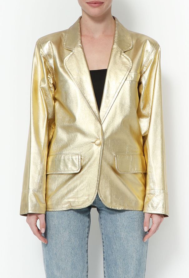 Saint Laurent Vintage Metallic Leather Blazer - 1