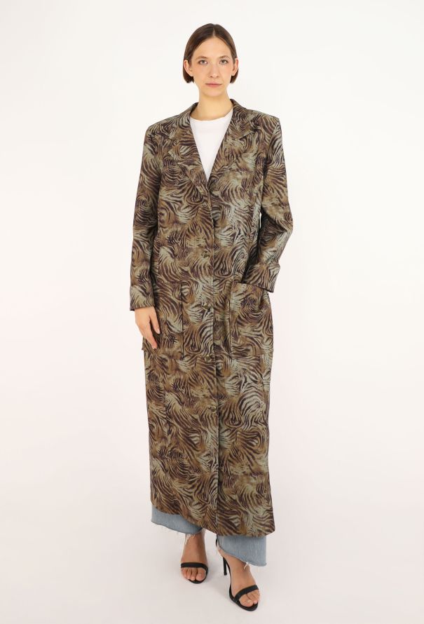 Chloé Tiger Printed Gabardine Trench, 1980s - 5