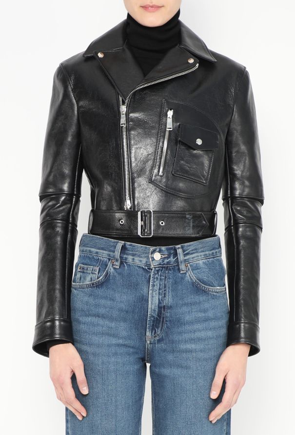 Paco Rabanne 2019 Ribbed Trim Biker Jacket - 2 Paco Rabanne 2019 Ribbed Trim Biker Jacket - 2