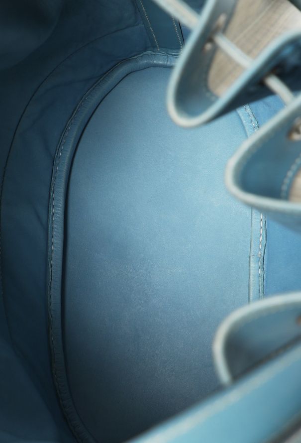 Hermès '90s Toile Rayée & Bleu Jean Box Market Bag GM - 12