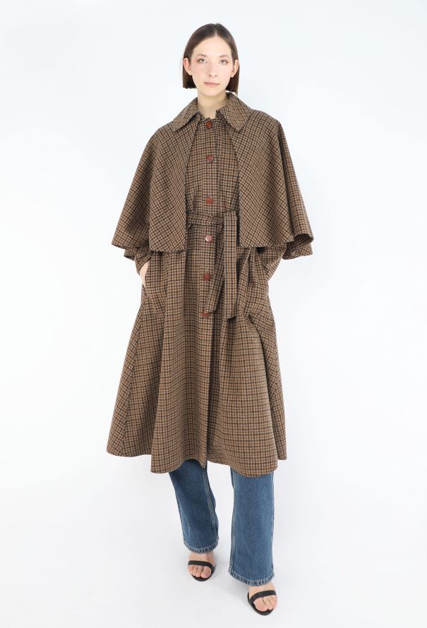 Céline '70s Calèche Belted Capelet Coat - 3
