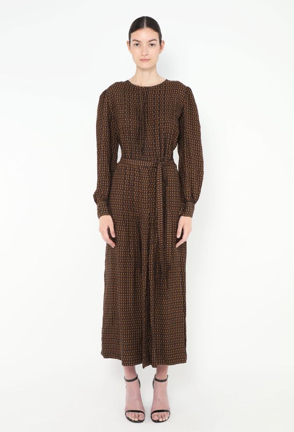 Lanvin Belted Printed Silk Dress - 4 Lanvin Belted Printed Silk Dress - 4