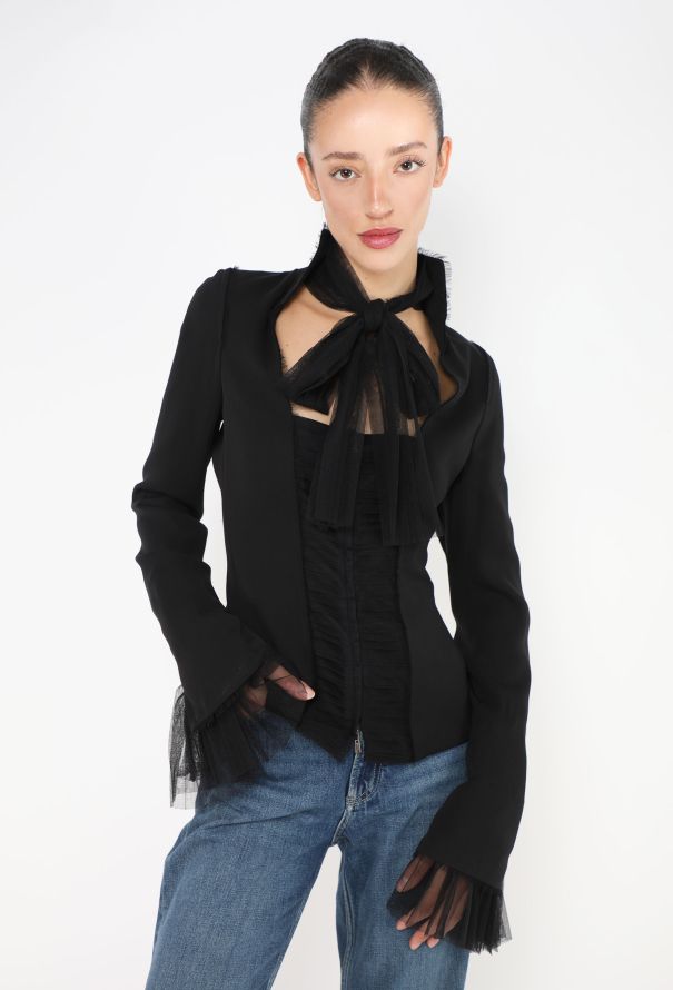 Saint Laurent Tom Ford 2002 Tulle Trim Top - 1