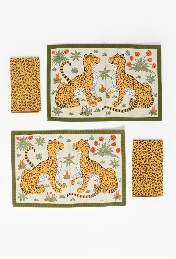 Hermès Vintage 'Les Leopards' 16-piece Placemat Set - 1