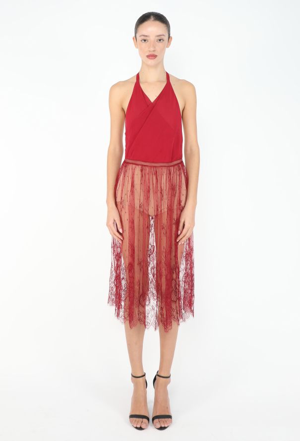 Chloé Rare S/S 1997 Chantilly Lace Halter Dress - 2