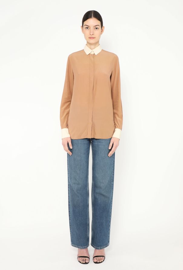 Céline Classic Bicolor Silk Blouse - 3