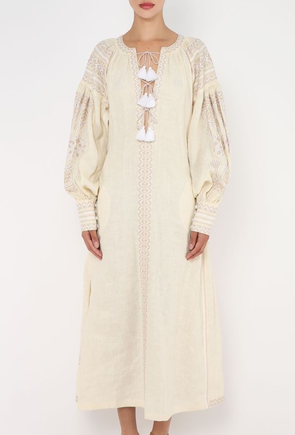 Vita Kin Embroidered Linen Kaftan Dress - 3