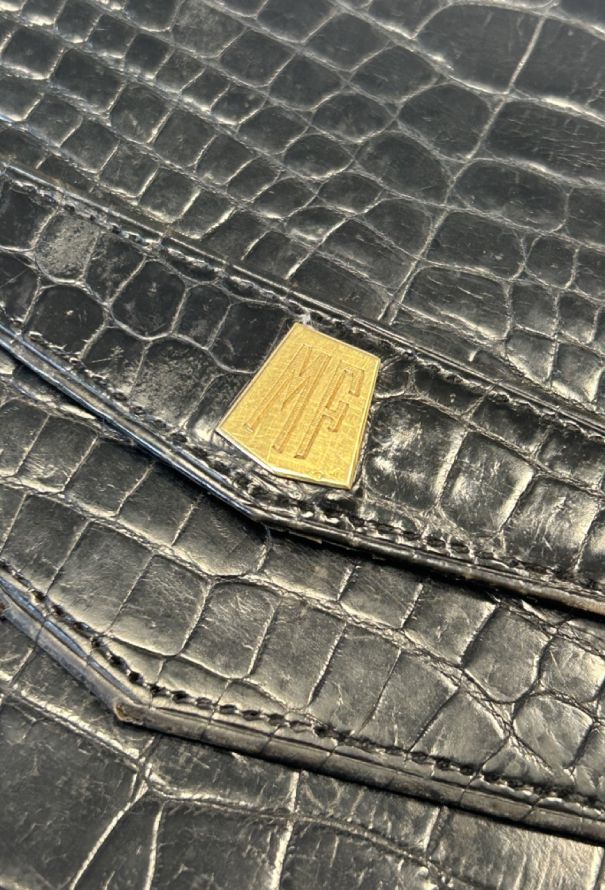 Hermès 1940s Black Porosus Clutch - 11 Hermès 1940s Black Porosus Clutch - 11