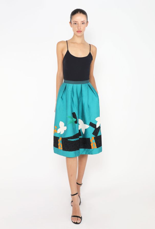 Oscar De La Renta Geometric Embroidered Skirt - 1