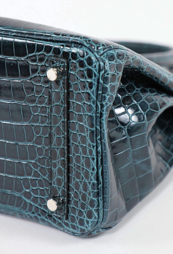 Hermès Exceptional  Vert Rousseau Porosus Birkin 30 - 10