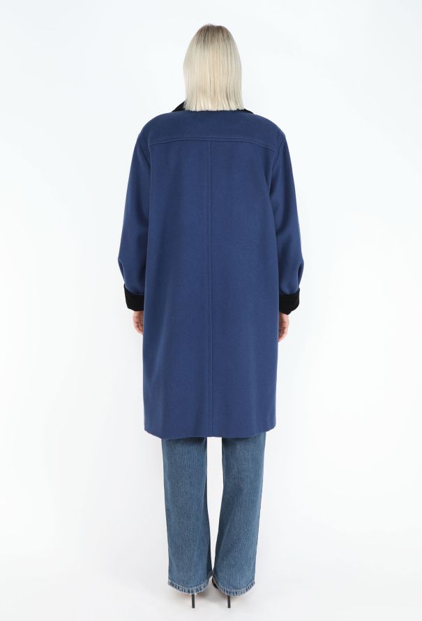 Saint Laurent Mid '70s Felted Velvet Trim Coat - 4