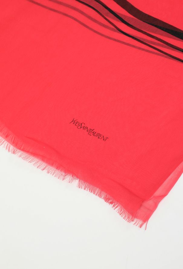 Saint Laurent Vintage Coral Silk Scarf - 3
