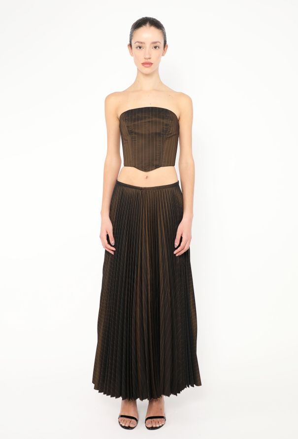Jean Paul GAULTIER CLASSIQUE Striped Pleats Wrap Skirt Size