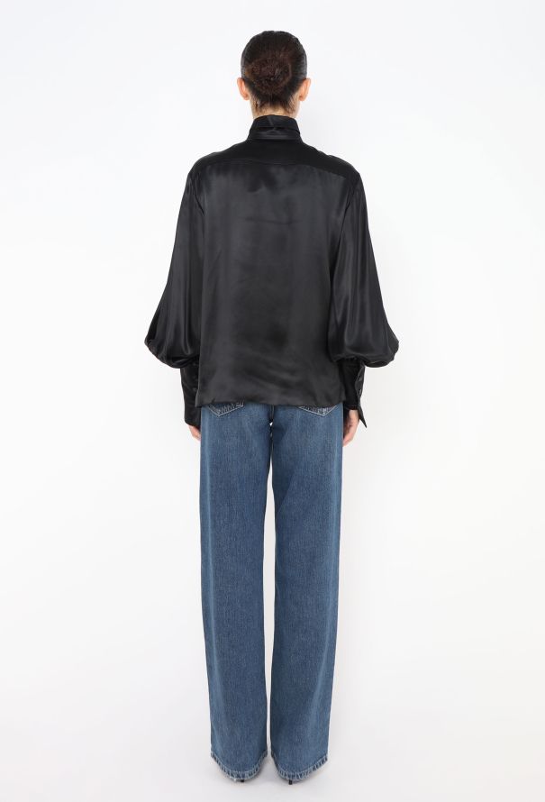 Chanel Charmeuse Bishop-Sleeve Blouse - 5