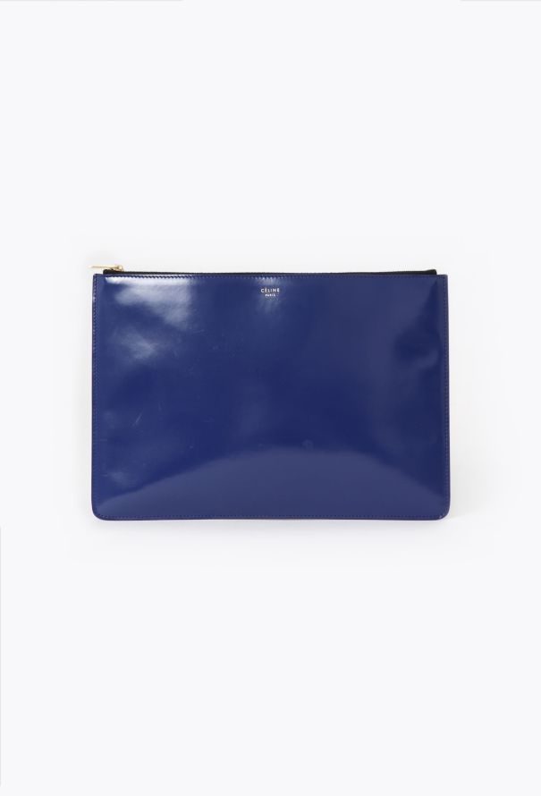 Céline Blue Patent Clutch - 1