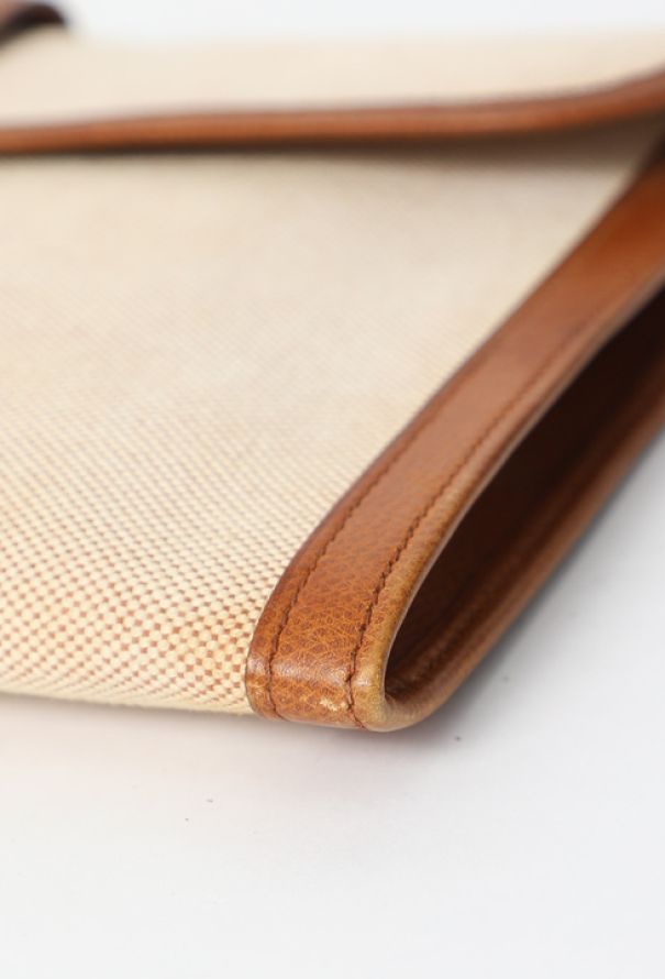 Hermès Vintage Toile H & Gold Courchevel Jige Clutch - 8