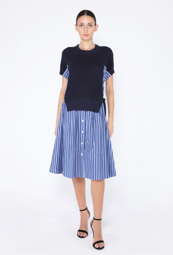 Sacai 2025 Striped Cotton Hybrid Dress - 1