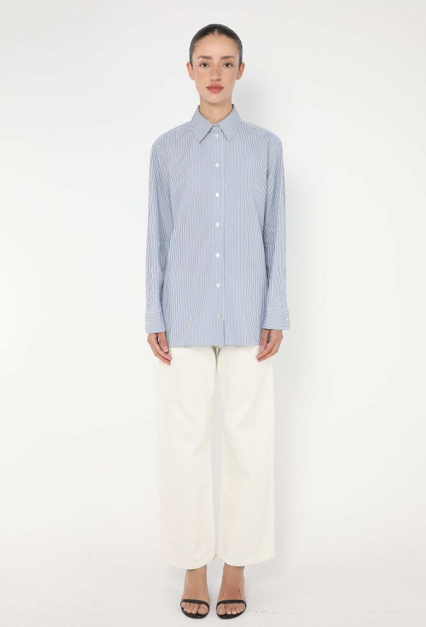 The Row Classic Striped Poplin Shirt - 3