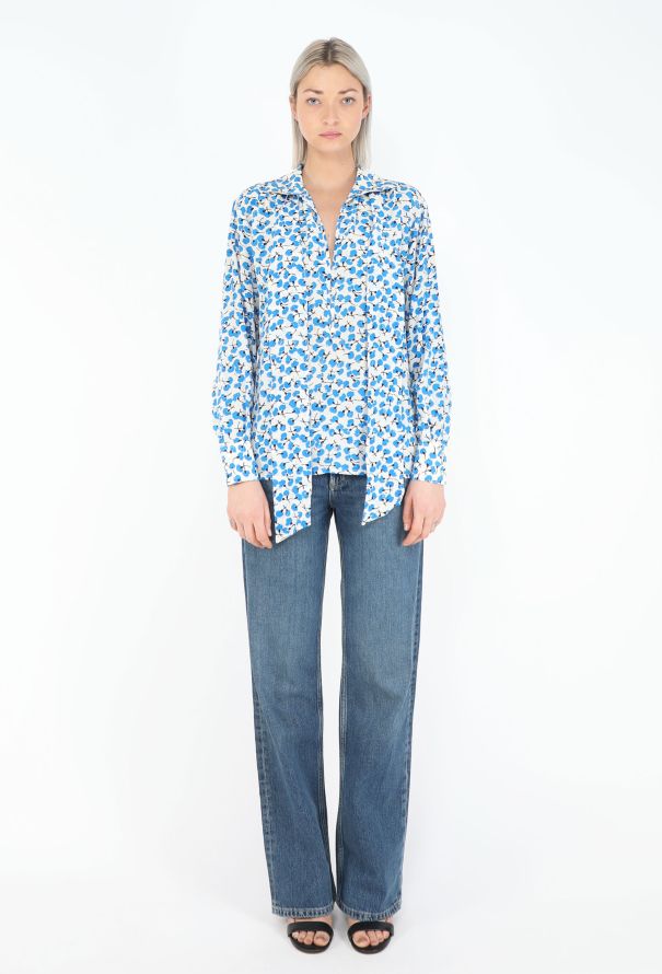 Saint Laurent Early '80s Poppy Lavallière Blouse - 4