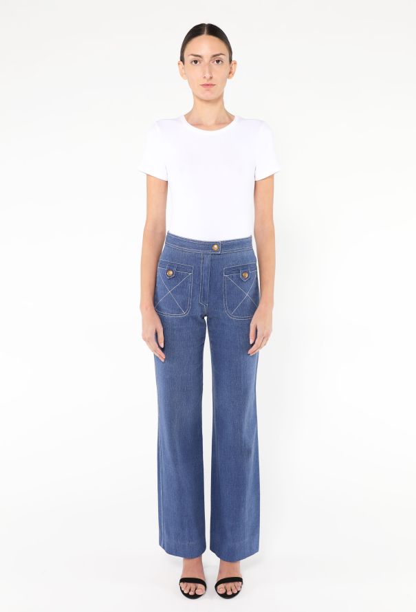 Céline '70s Pocketed Denim Trousers - 1
