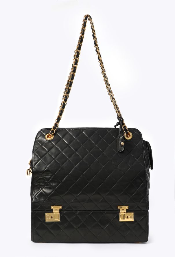 Chanel Vintage Quilted Vanity Case Tote Bag - 1