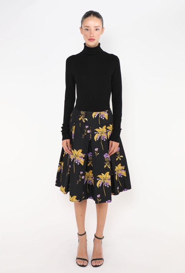 Prada Resort 2008 Floral Taffeta Skirt - 1