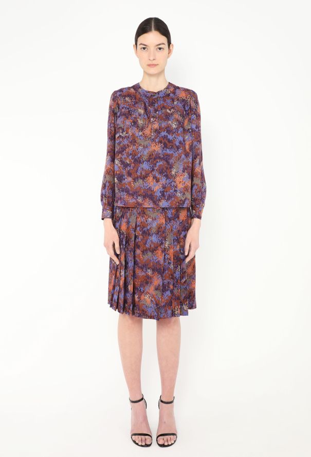 Saint Laurent 1973 Abstract Floral Pleated Ensemble - 3 Saint Laurent 1973 Abstract Floral Pleated Ensemble - 3