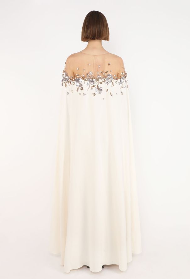 Oscar De La Renta Embellished Silk Cape Gown, 2022 - 6