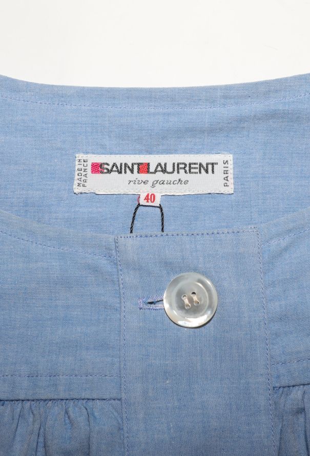Saint Laurent '70s Ruched Cotton Smock Dress - 7 Saint Laurent '70s Ruched Cotton Smock Dress - 7