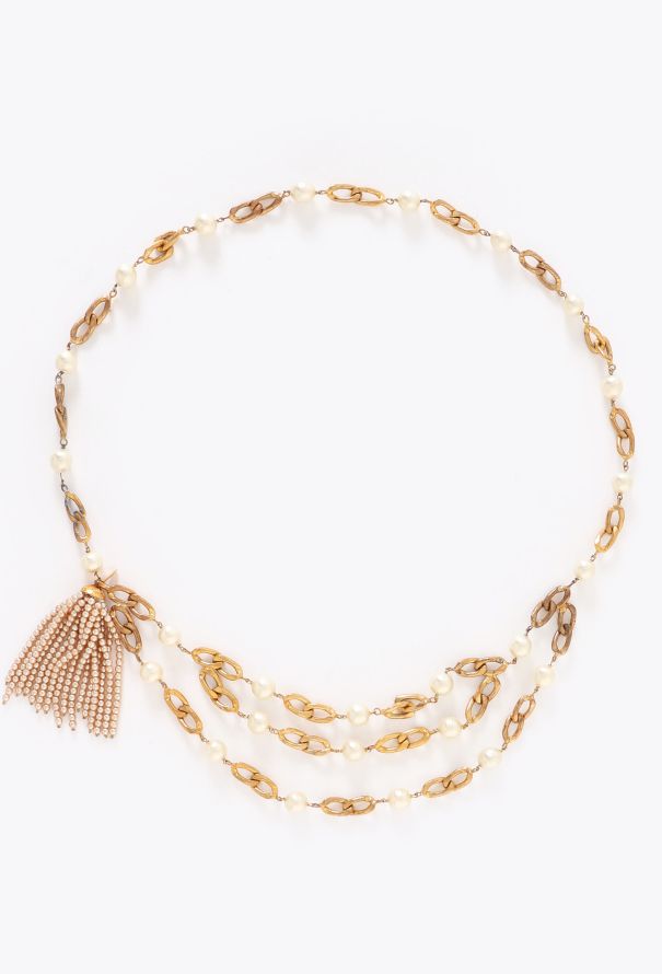 Chanel Rare 1988 Strass Tassel Pearl Belt - 1