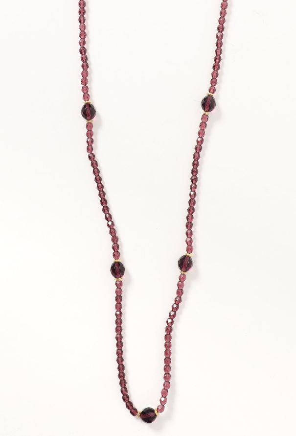 Vintage Red Glass Bead Necklace | Long Strand with Rondelles