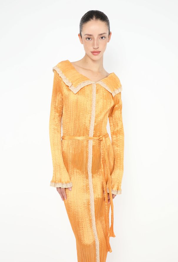 '70s Pleated Lace Trim Dress - 3