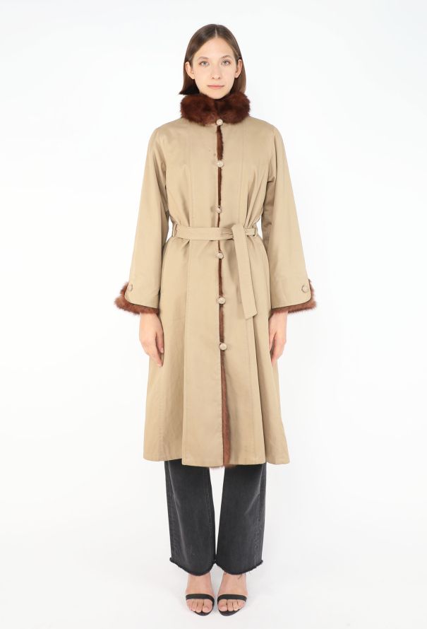 Saint Laurent Fur-Lined Belted Trench Coat, 1970s - 3