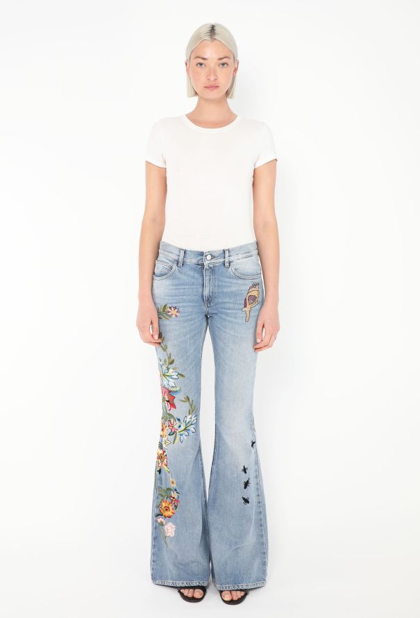 Gucci Pre-Fall 2016 Embroidered Flared Jeans - 1