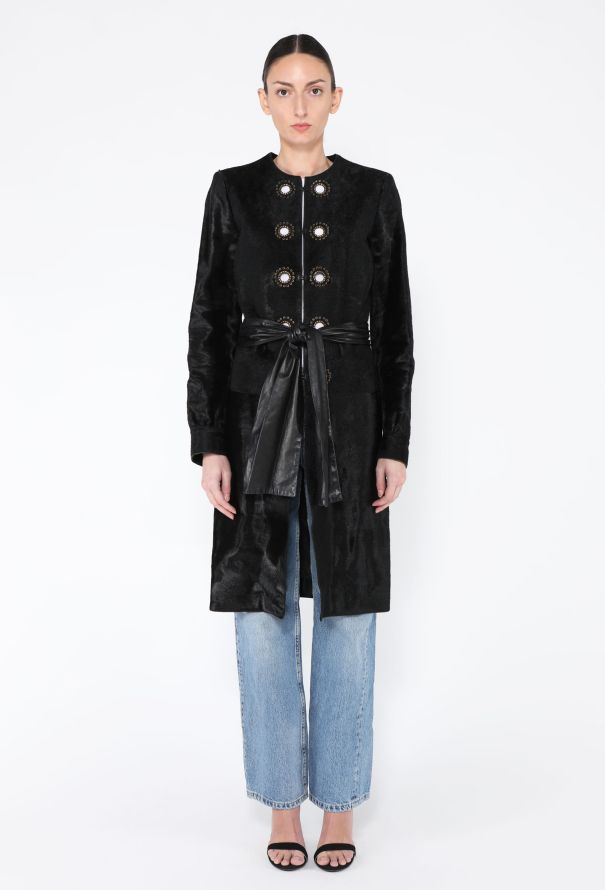 Saint Laurent Early 2000s Tom Ford Pony Hair Belted Coat - 1