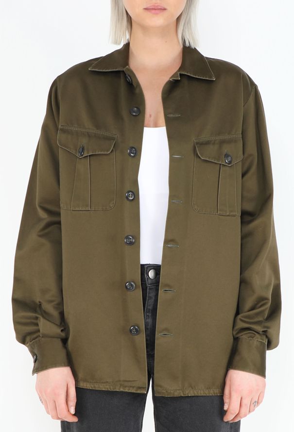 Loewe 2022 Khaki Sateen Overshirt - 4