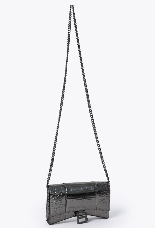 Balenciaga Embossed Hourglass Wallet on Chain - 2