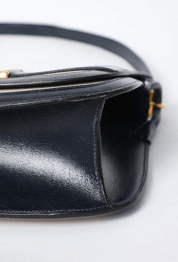 Hermès RARE '70s Toile H & Navy Box Malle Poste Bag - 9