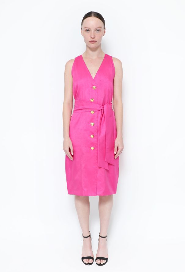 Saint Laurent 1995 Belted Heart Button Dress - 1