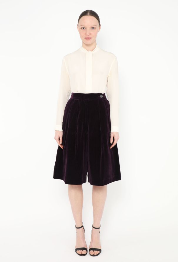 Dries Van Noten 2016 Velvet Pleated Shorts - 1