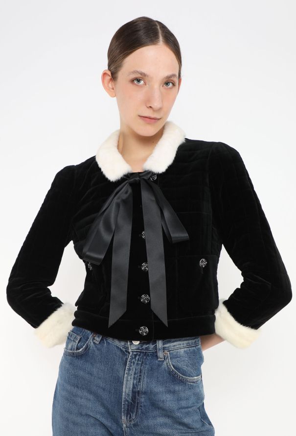 Chanel Velvet Hermine Fur Gripoix Jacket - 3