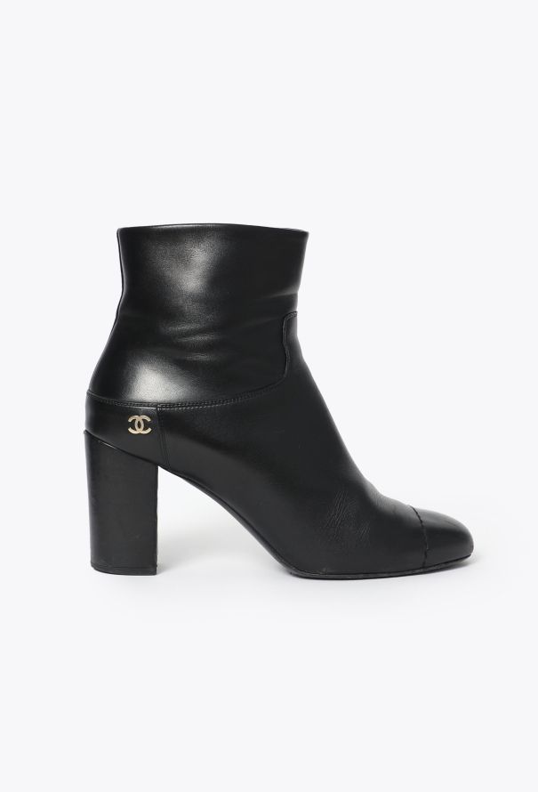 Chanel Stitched Cap-Toe Ankle Boots - 1