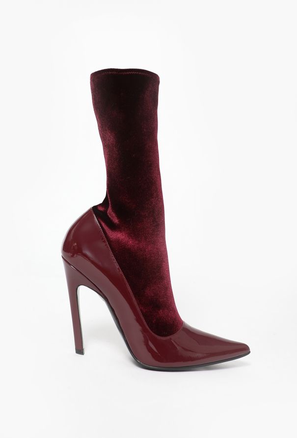 Balenciaga 2023 Velvet Knife Patent Boots - 1
