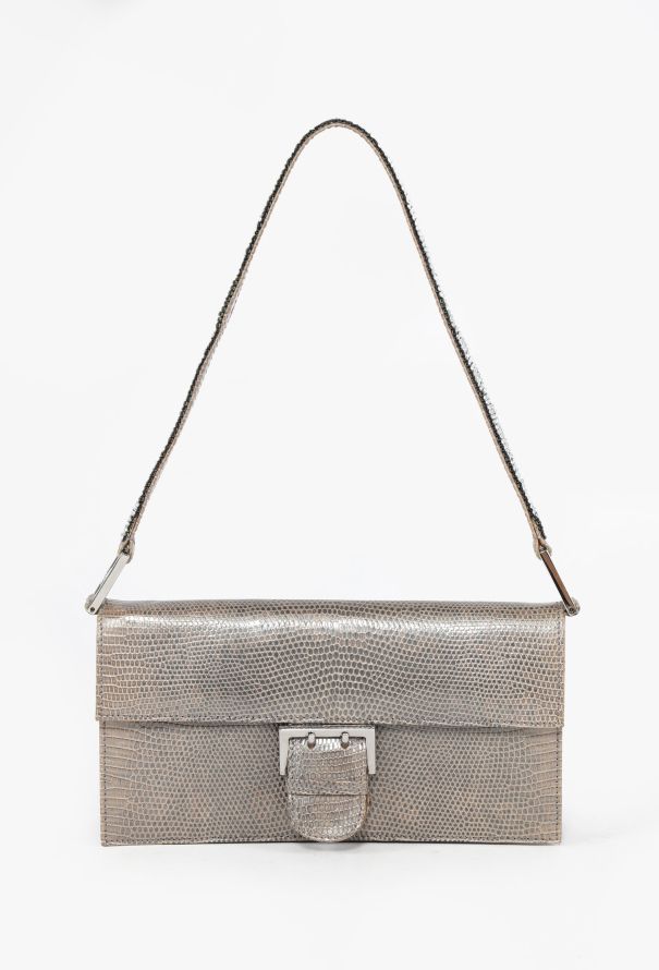 Fendi Lizard-Embossed Baguette Shoulder Bag - 1