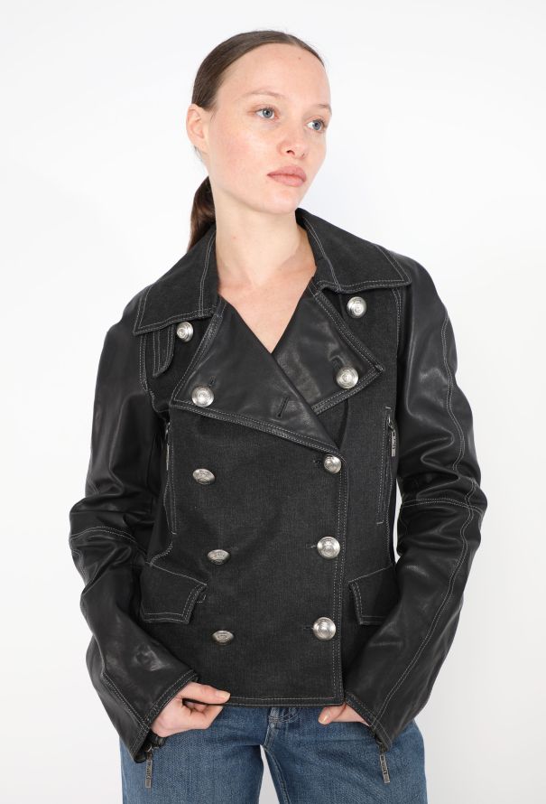 2006 Denim Leather Sleeve Jacket | Authentic & Vintage | ReSee